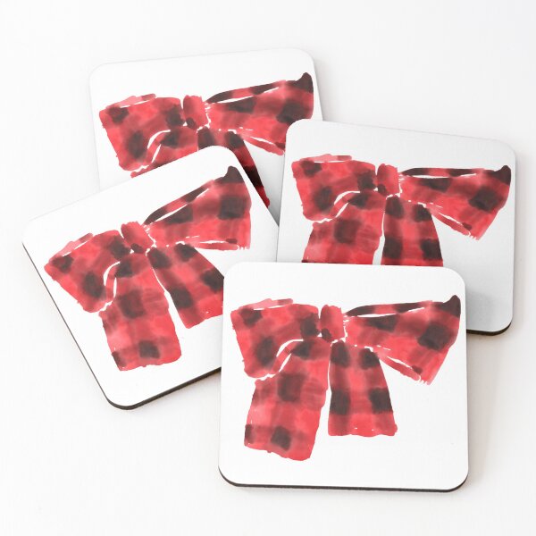 Item preview, Red Plaid Watercolor Bow designed and sold by TriciaTiffany.
