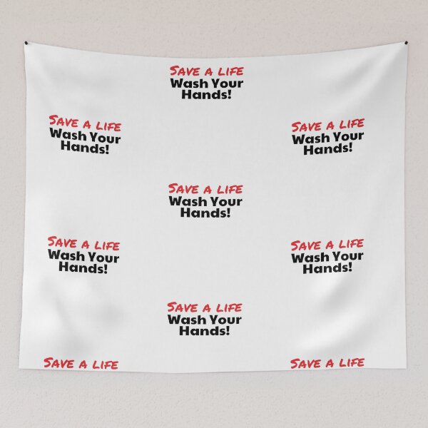 Item preview, Save a Life - Wash Hands Red and White and Black  designed and sold by MoneekDesigns.