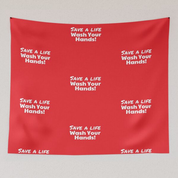 Item preview, Save a Life - Wash Hands Red and White designed and sold by MoneekDesigns.