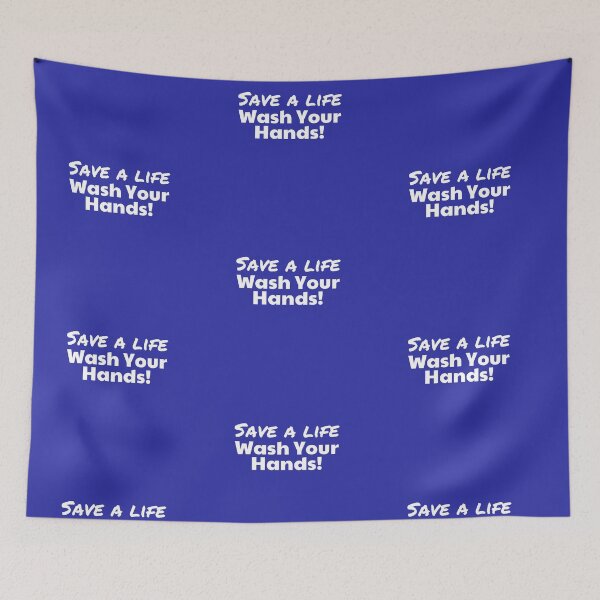 Item preview, Save a Life - Wash Hands Blue and White designed and sold by MoneekDesigns.