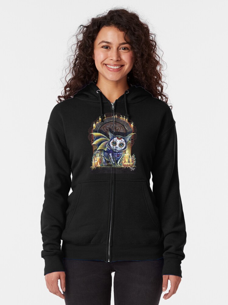 Thumbnail 2 of 5, Zipped Hoodie, Kitty of the Dead designed and sold by MoniWolf.
