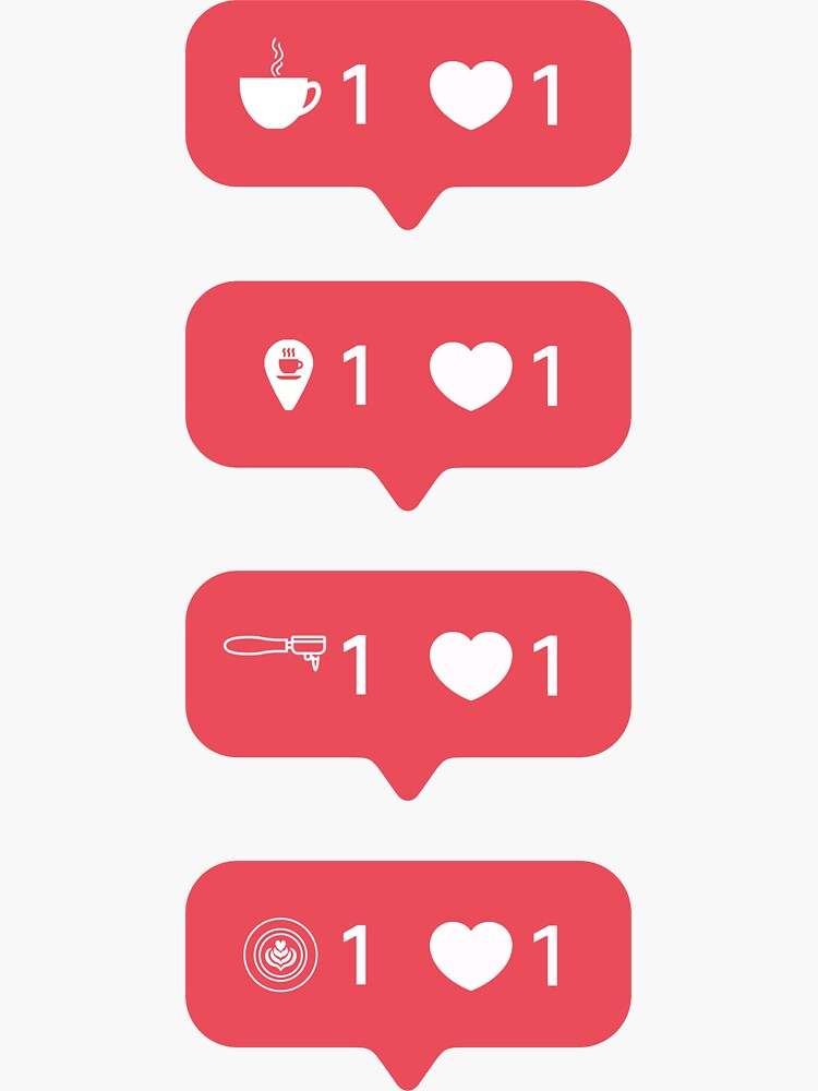 "I Love Coffee Sticker Sheet Instagram" Sticker for Sale by Instasticks