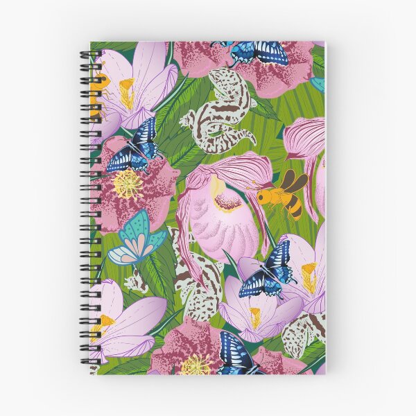 Item preview, Sprouting Spring in the Woods- Butterflies, Bees and Geckos enjoying Lady Slipper Orchid, Lenten Rose and Crocus designed and sold by winkeltriple.