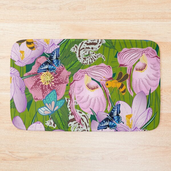 Item preview, Sprouting Spring in the Woods- Butterflies, Bees and Geckos enjoying Lady Slipper Orchid, Lenten Rose and Crocus designed and sold by winkeltriple.