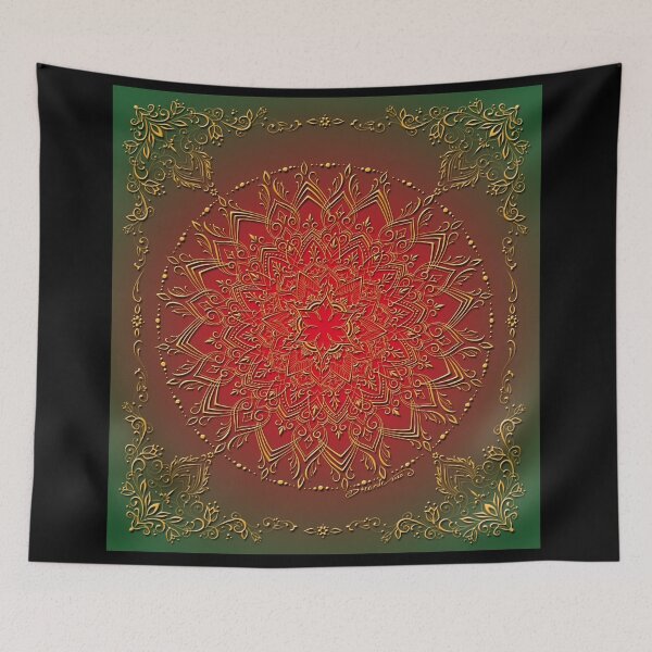 Item preview, Dreamie's Mandala in Reds and Greens designed and sold by dreamie09.