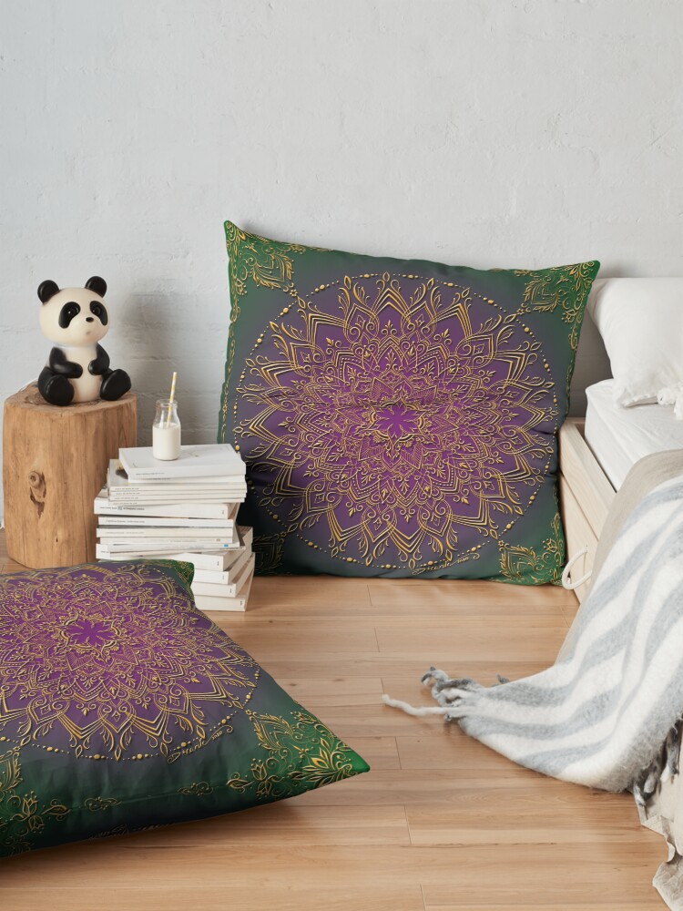 Alternate view of Dreamie's Mandala in Peacock Green Floor Pillow