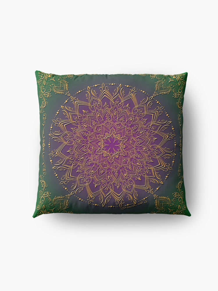 Alternate view of Dreamie's Mandala in Peacock Green Floor Pillow