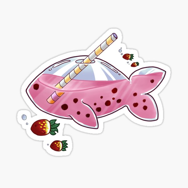 Strawberry Boba Fish Sticker