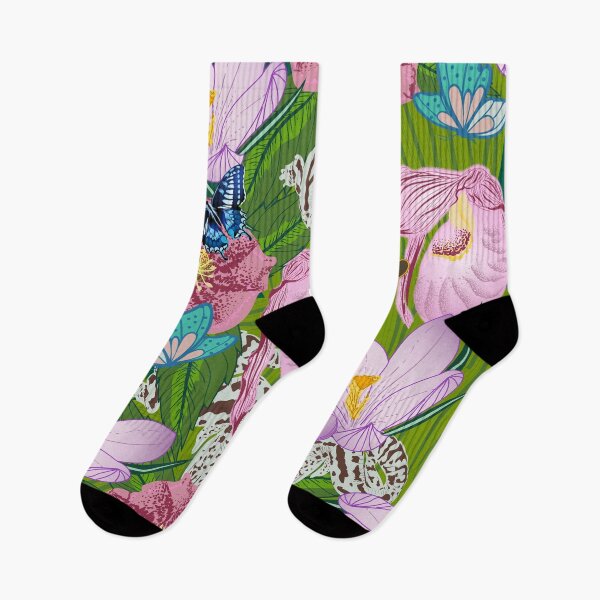Item preview, Sprouting Spring in the Woods- Butterflies, Bees and Geckos enjoying Lady Slipper Orchid, Lenten Rose and Crocus designed and sold by winkeltriple.
