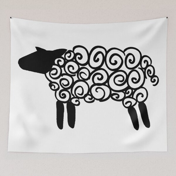 Item preview, Fluffy Sheep glyph (black) designed and sold by Argent Whiskers.