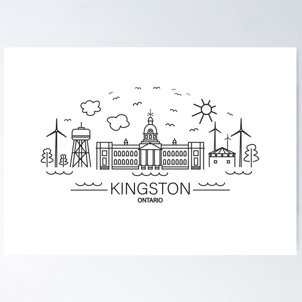 Item preview, Line art showing famous tourist attractions and landmarks of historical city of Kingston, Ontario designed and sold by InnaEvans.