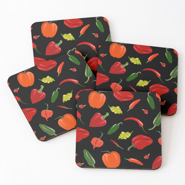Item preview, Seamless black vector pattern with various pepper types designed and sold by Familyshmot.
