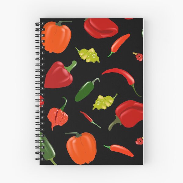 Item preview, Seamless black vector pattern with various pepper types designed and sold by Familyshmot.