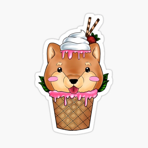 Strawberry Shiba Cone Sticker