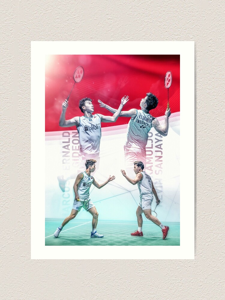 Kevin Sanjaya Sukamuljo Und Marcus Fernaldi Gideon Indonesien Badminton Kunstdruck Von Robspink Redbubble
