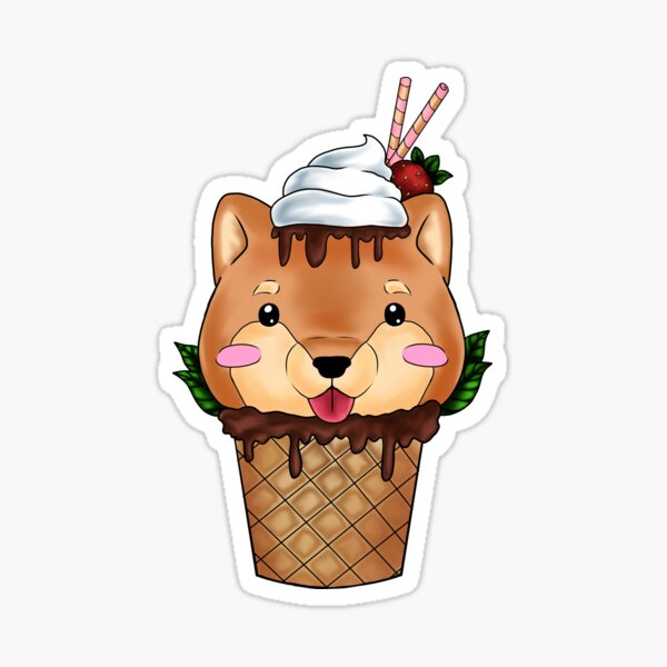 Chocolate Shiba Cone Sticker