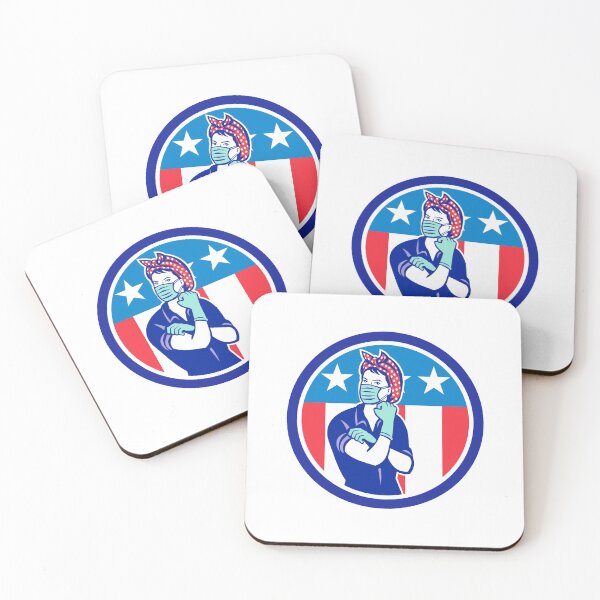 Item preview, Rosie The Riveter Wearing Mask USA Flag Mascot designed and sold by patrimonio.