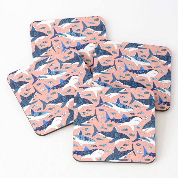 Item preview, Sharks on Blush Pink  designed and sold by TigaTiga.