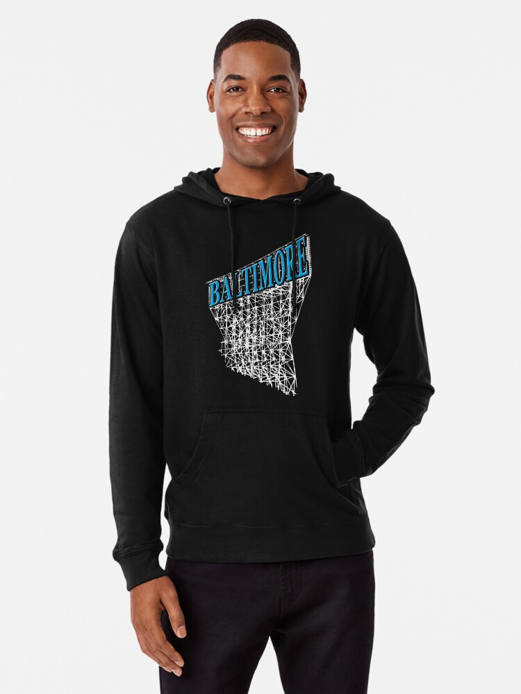 Thumbnail 1 of 5, Lightweight Hoodie, Balttimore Maryland Industrial Heritage Typographic Design designed and sold by walrusindustrie.
