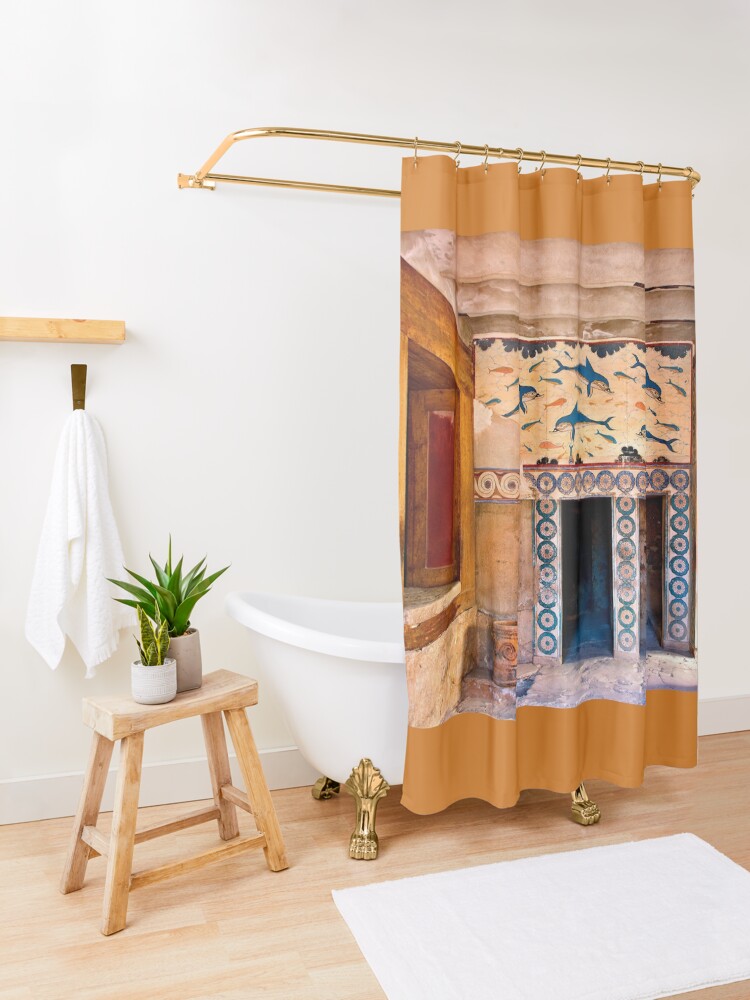 Alternate view of Minoan Dolphins of Knossos Shower Curtain