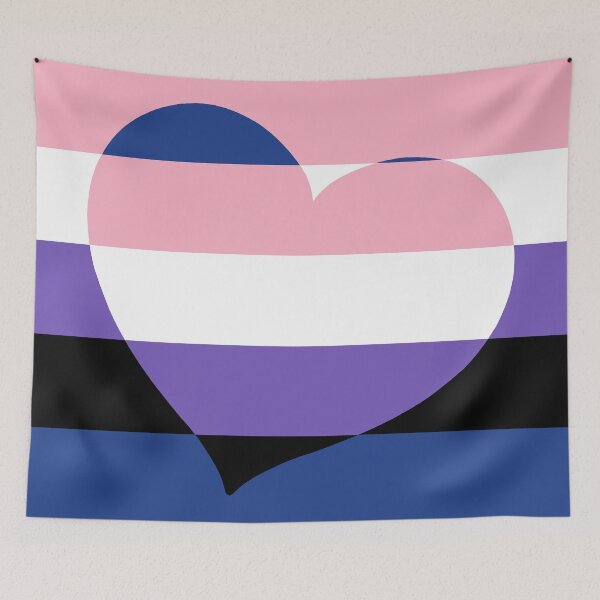 Item preview, LGBTQ Flag with Hearts v2 - Genderfluid designed and sold by Sarinilli.