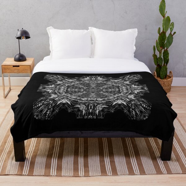 Biomech Biomechanical Digital Mandala Dark Art Throw Blanket