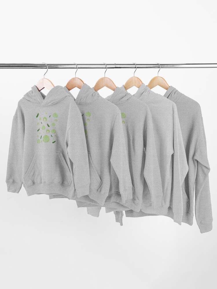 Alternate view of Pickle Rick Portal Pattern Kids Pullover Hoodie