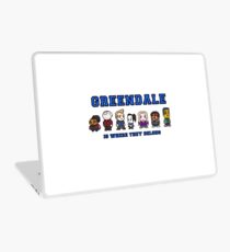 8-bit Greendale is Where They Belong (College Text) Laptop Skin