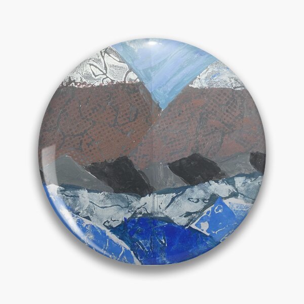 Snow Topped Mountains over the Ocean Print Work Pin