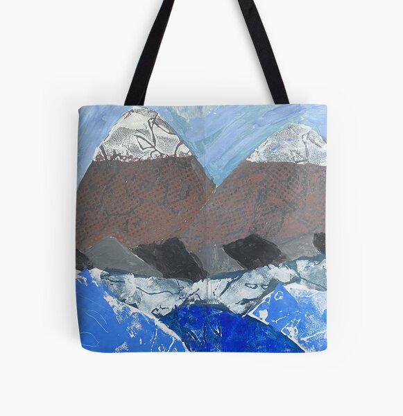 Snow Topped Mountains over the Ocean Print Work All Over Print Tote Bag