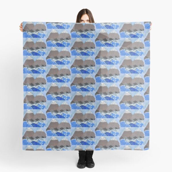 Snow Topped Mountains over the Ocean Print Work Scarf
