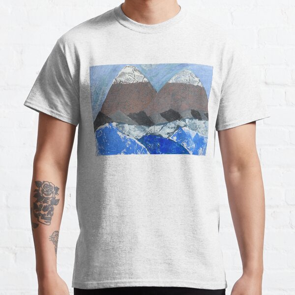 Snow Topped Mountains over the Ocean Print Work Classic T-Shirt