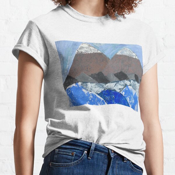 Snow Topped Mountains over the Ocean Print Work Classic T-Shirt