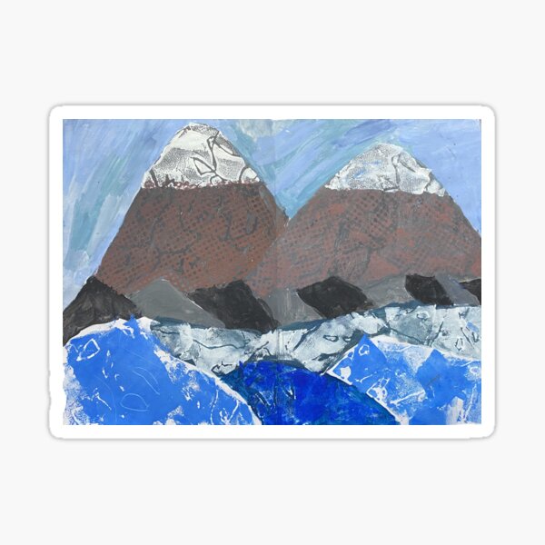 Snow Topped Mountains over the Ocean Print Work Sticker