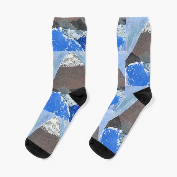 Snow Topped Mountains over the Ocean Print Work Socks