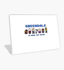 8-bit Greendale is Where They Belong (Video Game Text) Laptop Skin