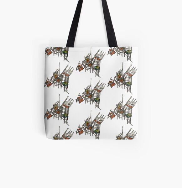 Crazy Stacking Chairs All Over Print Tote Bag