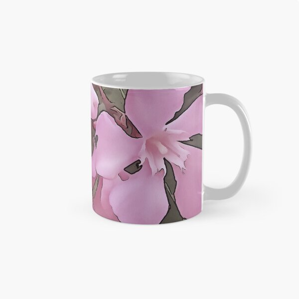 Item preview, Pink Oleander Rose Laurel Black Outline Art designed and sold by taiche.