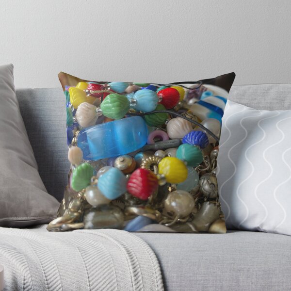 Colourful Bead Pile ‘Looks Like Candy’ Throw Pillow