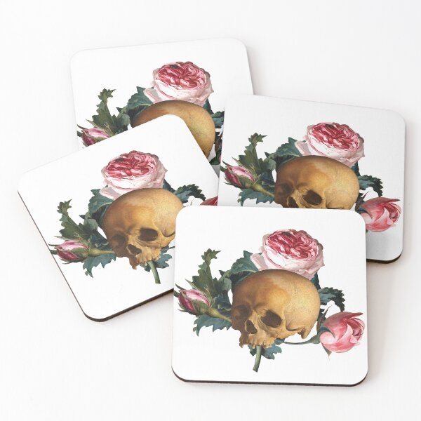 Item preview, Skull with flowers. Antique colorful Oil Painting. designed and sold by EEgnat.