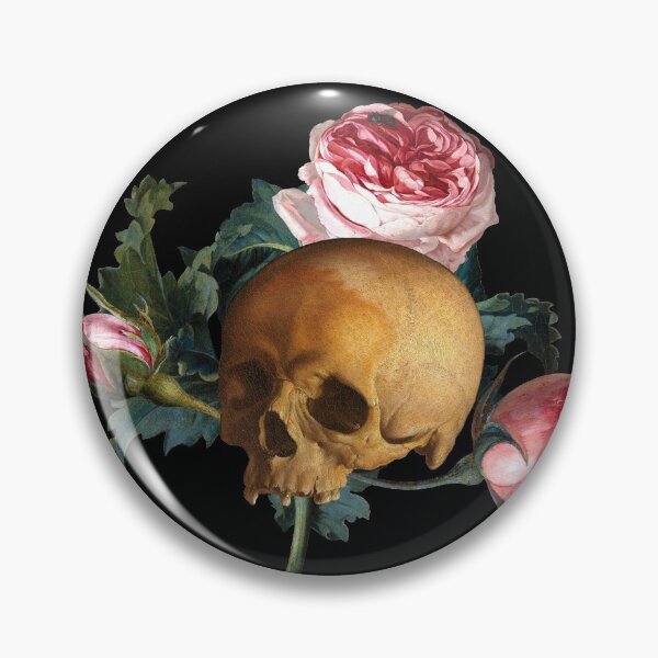 Item preview, Skull with flowers. Antique colorful Oil Painting. designed and sold by EEgnat.