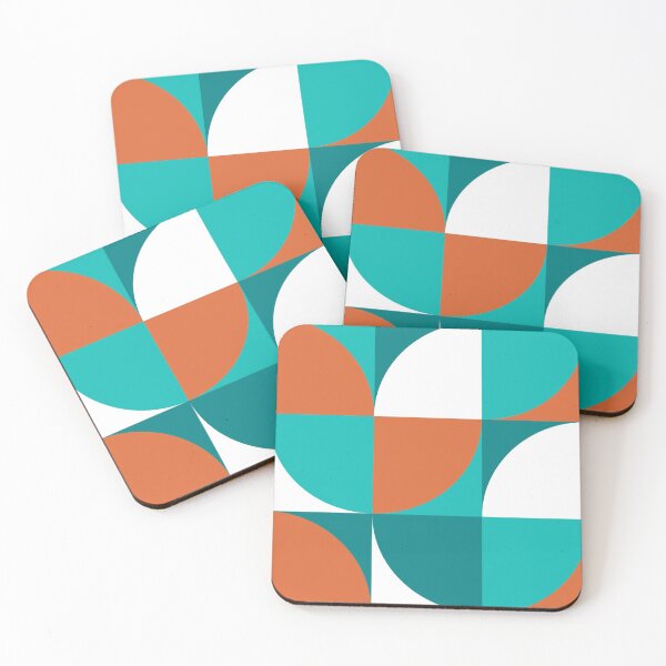 Item preview, Retro squares Orange Teal White Aqua Turquoise Blue  designed and sold by Delinda Graphic Studio.