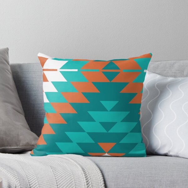 Aperçu de l'œuvre Aztec Kilim Orange Teal White Aqua Turquoise Blue créée et vendue par Delinda Graphic Studio.