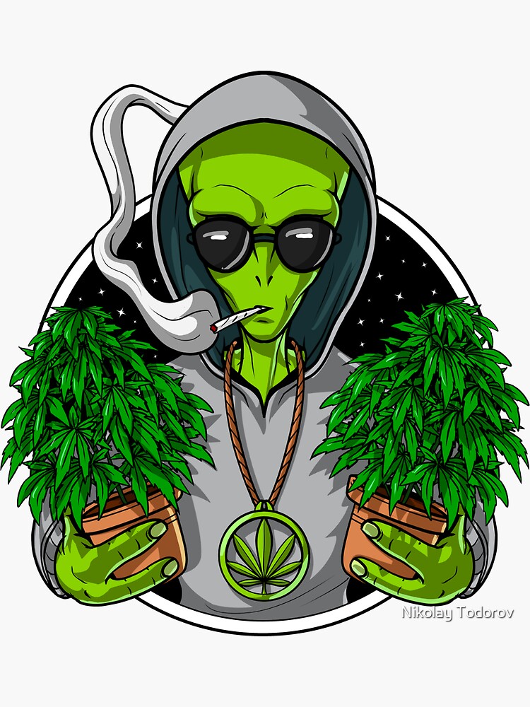 Alien Weed Stoner | Sticker