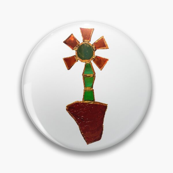 Geometric Poppy in Stained Glass Pin