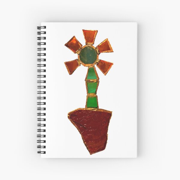 Geometric Poppy in Stained Glass Spiral Notebook