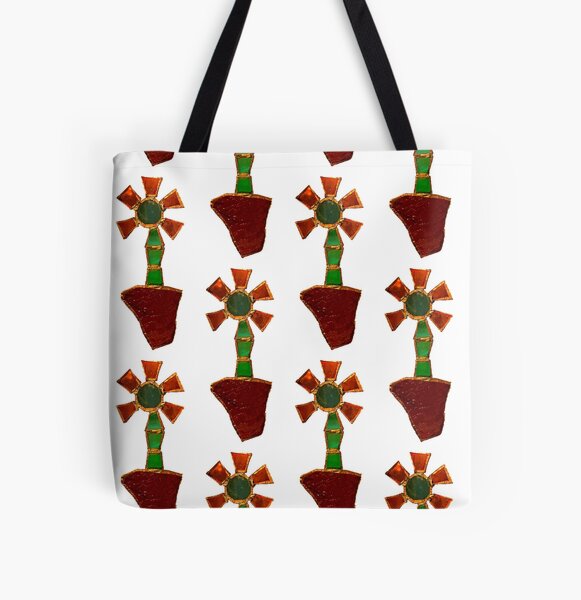 Geometric Poppy in Stained Glass All Over Print Tote Bag