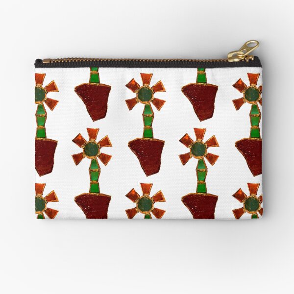 Geometric Poppy in Stained Glass Zipper Pouch