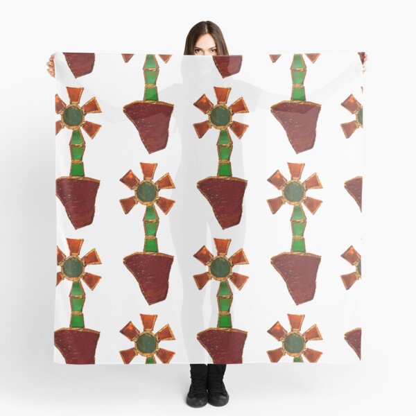 Geometric Poppy in Stained Glass Scarf