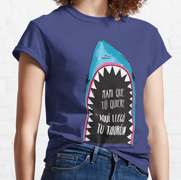 Camisetas Para Mujer Tiburon Redbubble - id de canciones para roblox aqui llego tu tiburon